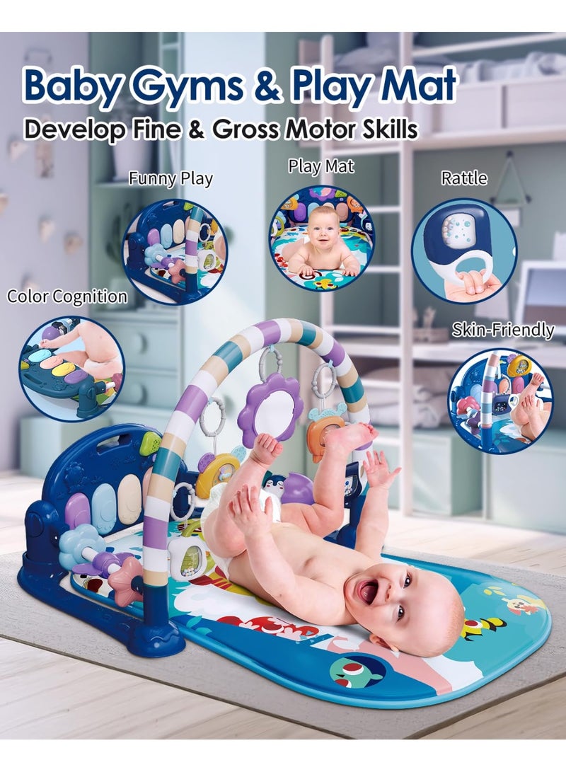 أل أيه بريشوس بساط لعب للأطفال، بساط أنشطة ممتع على شكل بيانو لوقت الاستلقاء على البطن مع 5 ألعاب حسية للأطفال الرضع، موسيقى وأضواء، هدايا للأولاد والبنات حديثي الولادة من عمر 0 ​​إلى 3 و6 و9 و12 شهرًا - Image 3